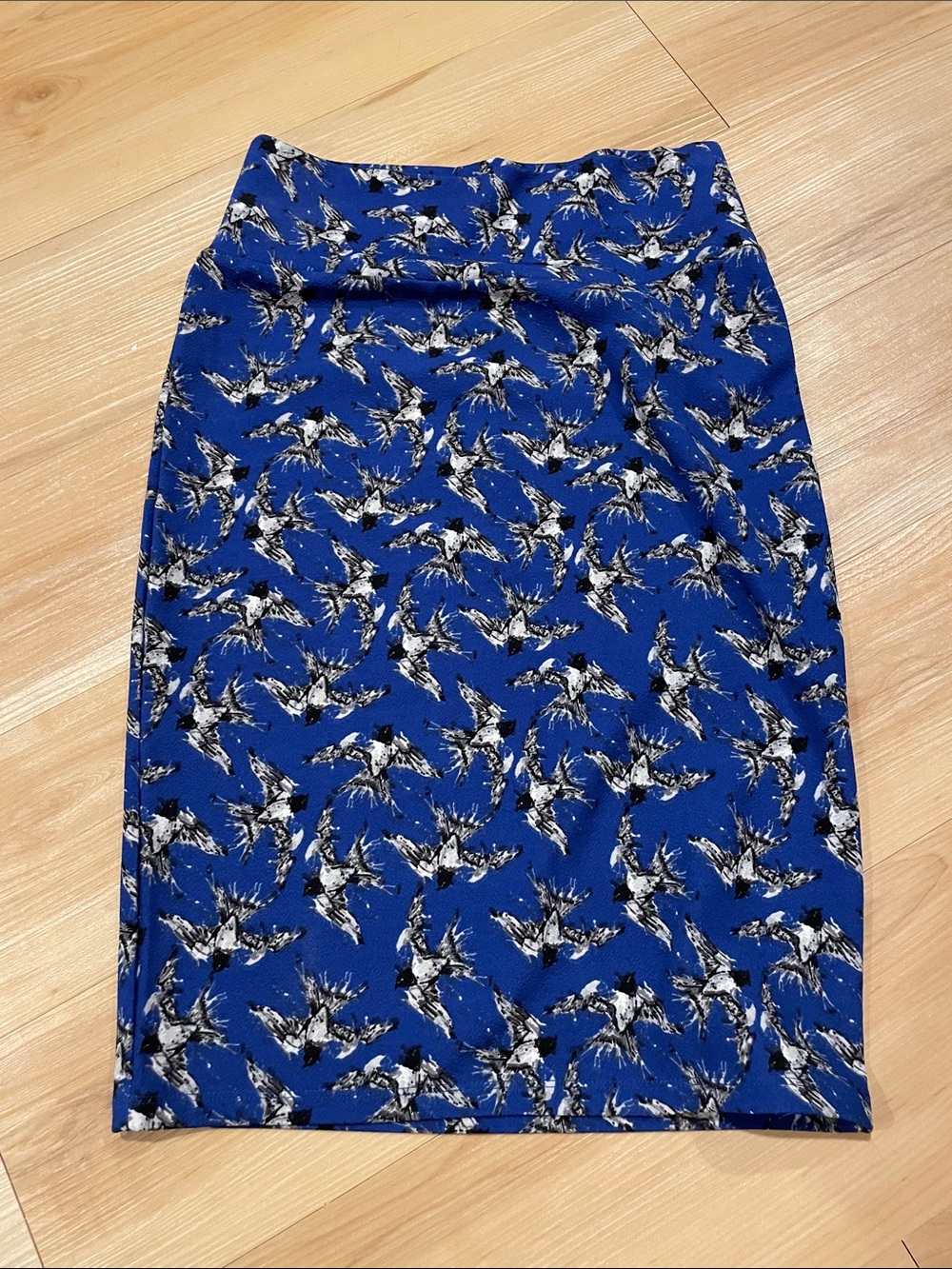 Super Cute Bird Blue Printed Pencil Skirt